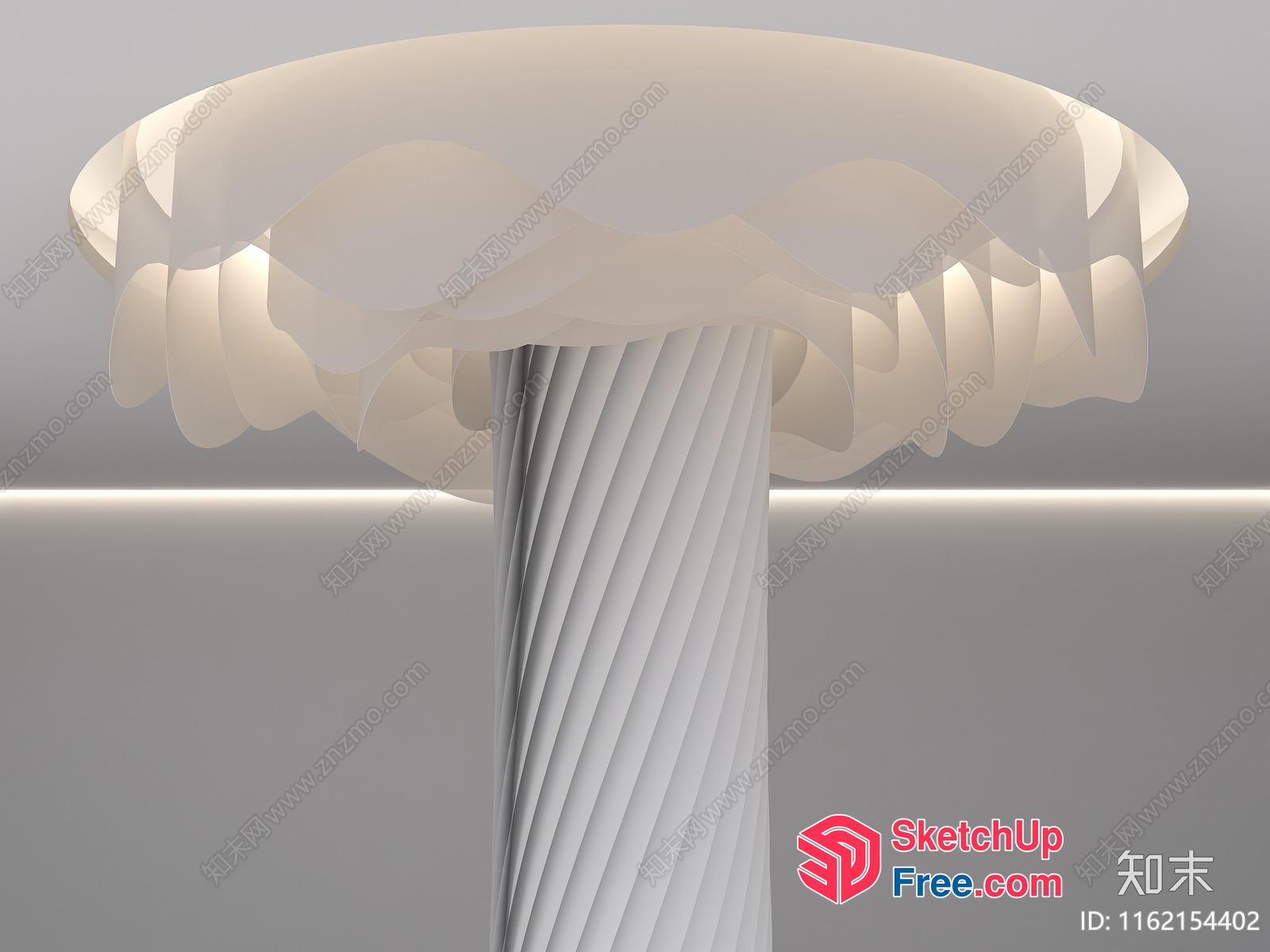 White Pillar With Mushroom-Like Cap 3D SketchUp File