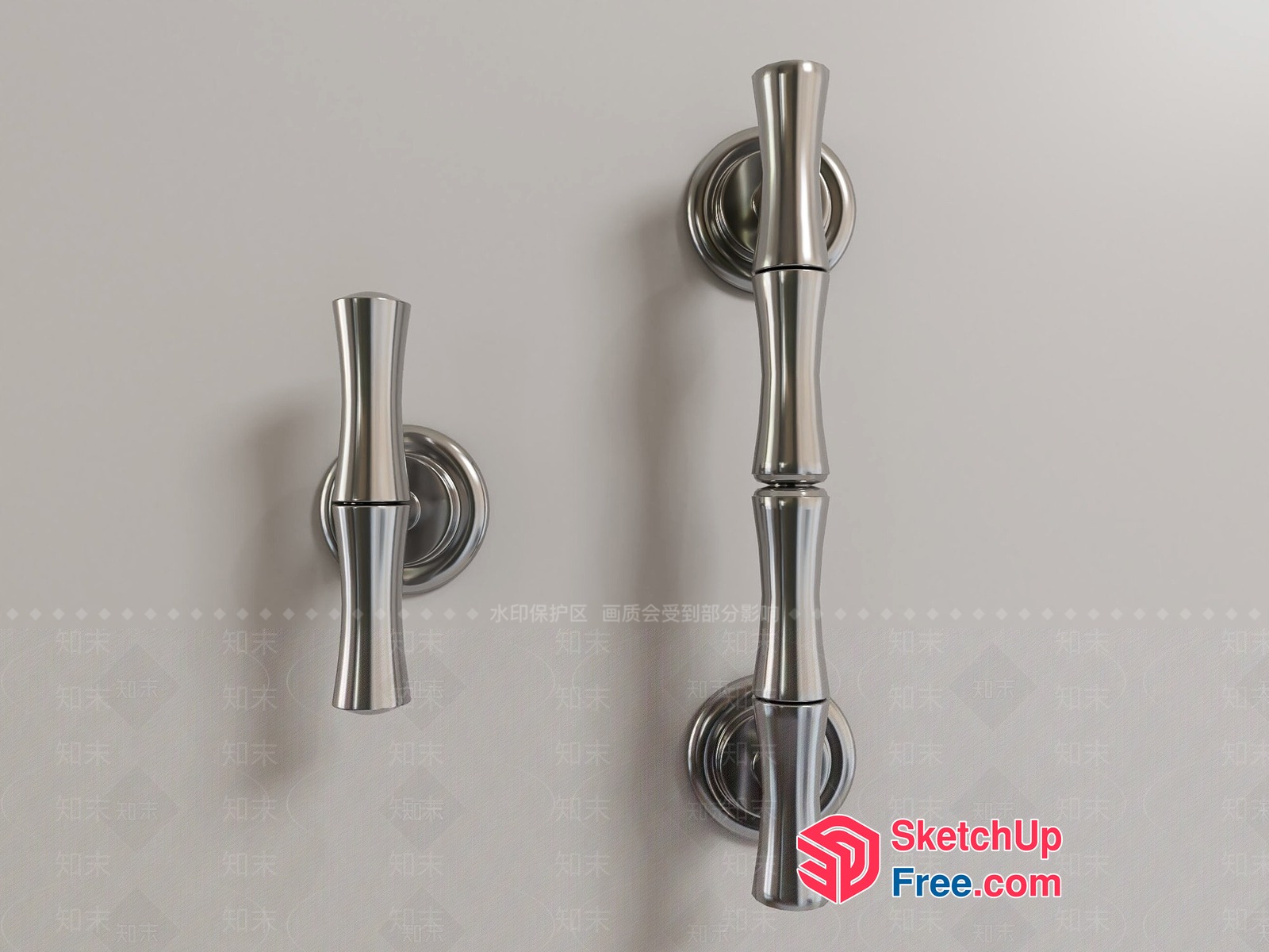 Modern Silver Door And Window Handles 3D SketchUp File