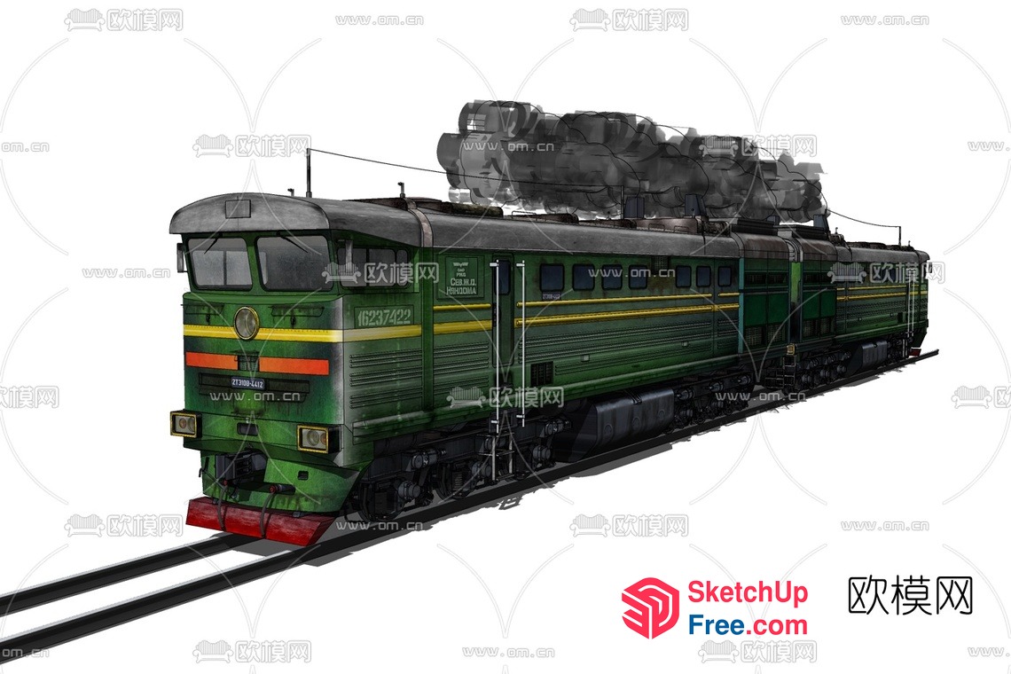 Train On A Track 3D SketchUp File