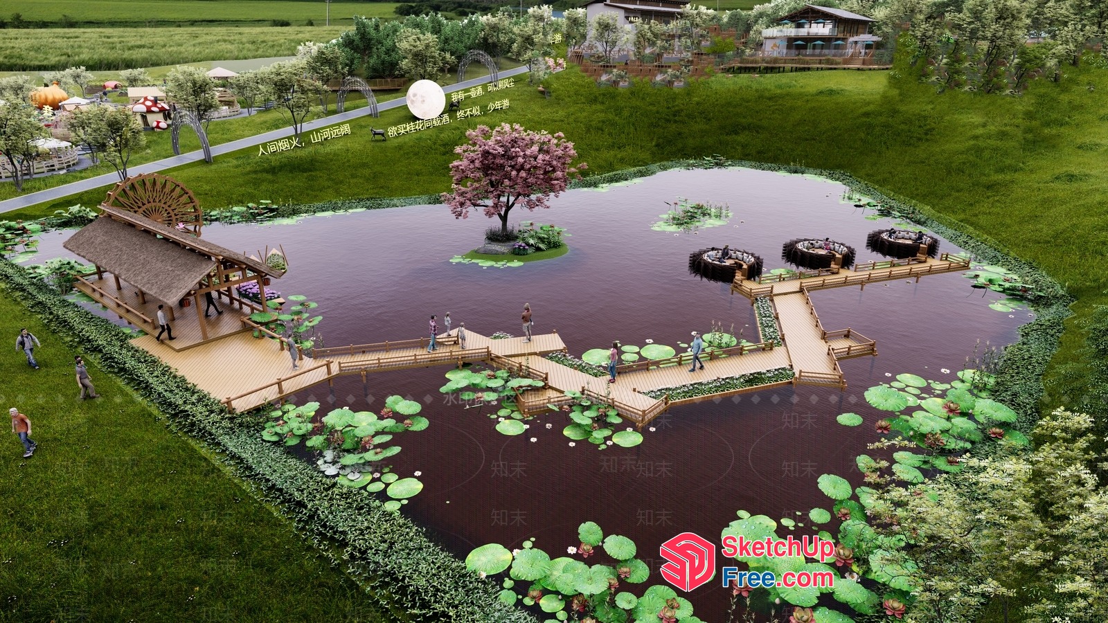 Serene Waterfront Pavilion 3D SketchUp File