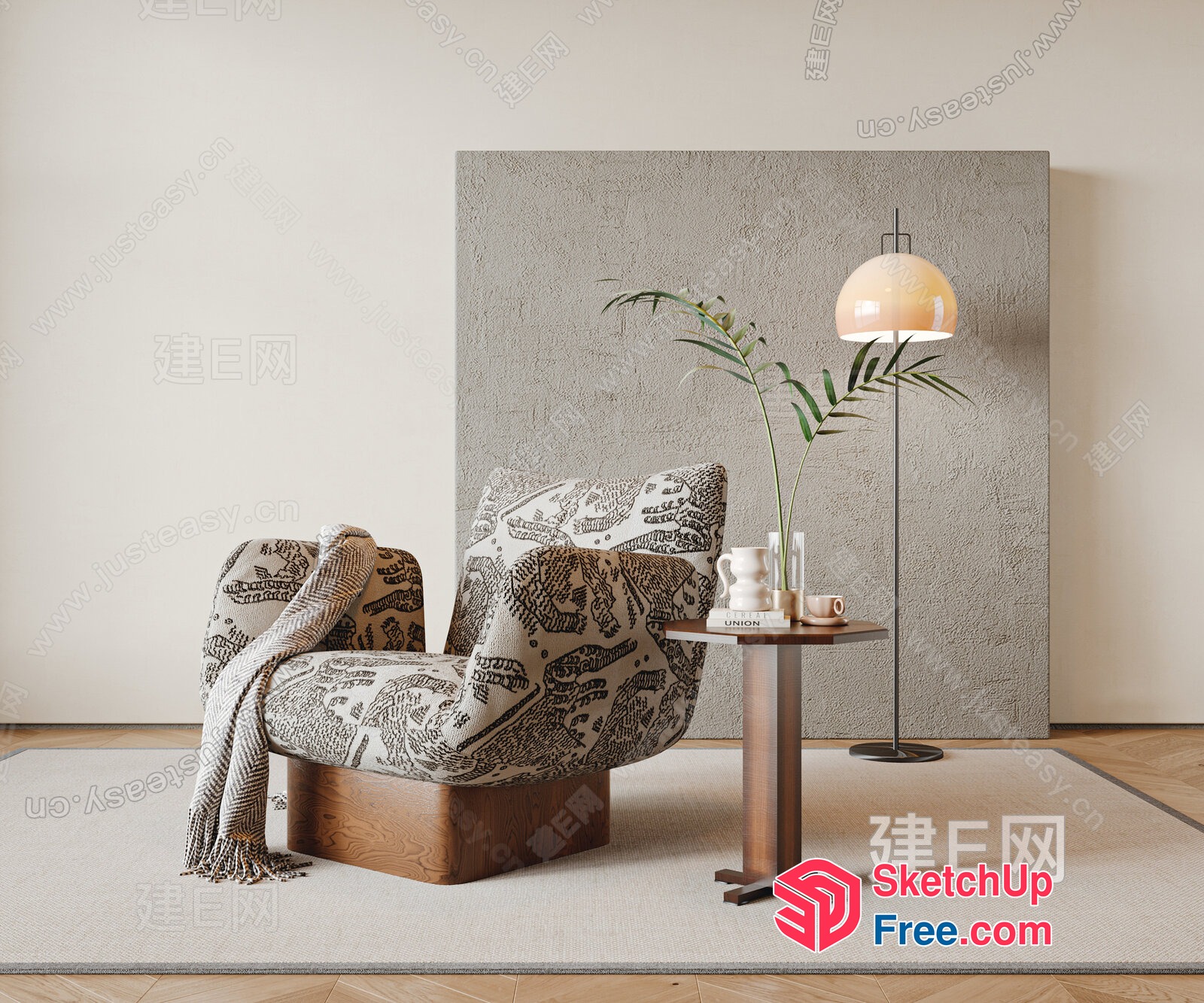 Cozy Minimalist Japanese Style Living Room 3D SketchUp File