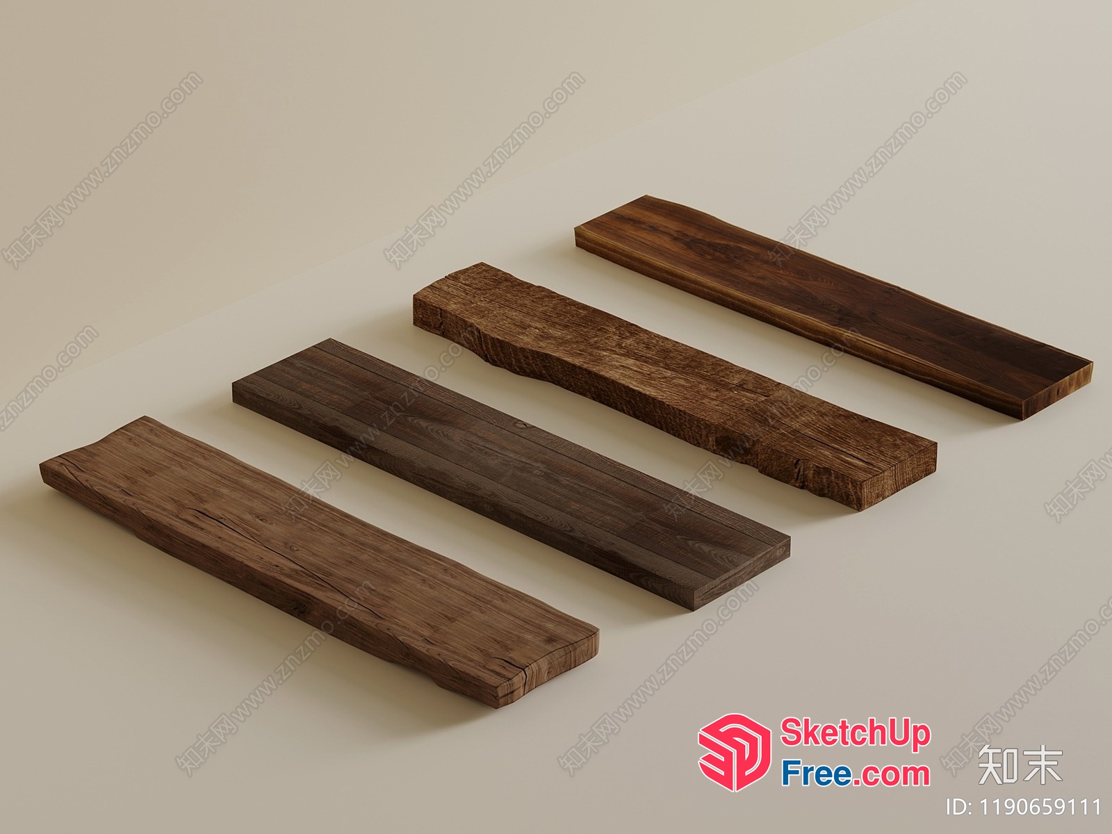 Wooden Planks On A Beige Background 3D SketchUp File