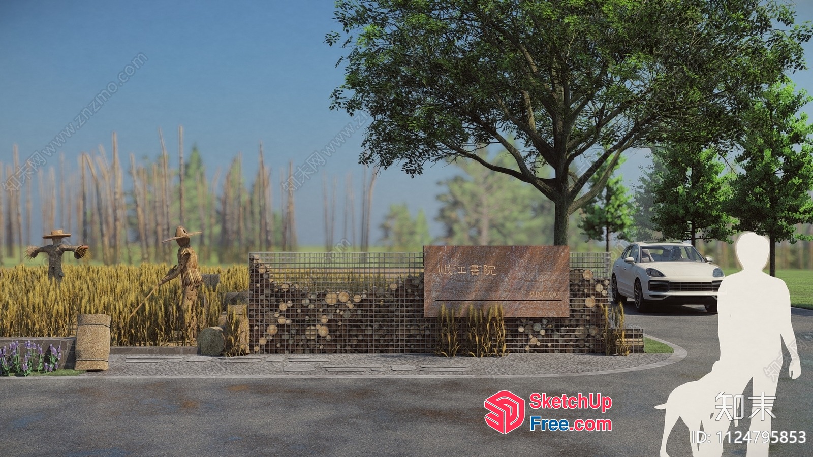 Entrance To A Rural Area With Scarecrows 3D SketchUp File