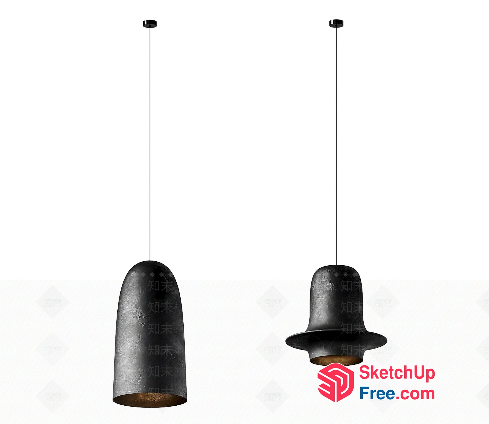 Two Hanging Metal Light Fixtures 3D SketchUp File