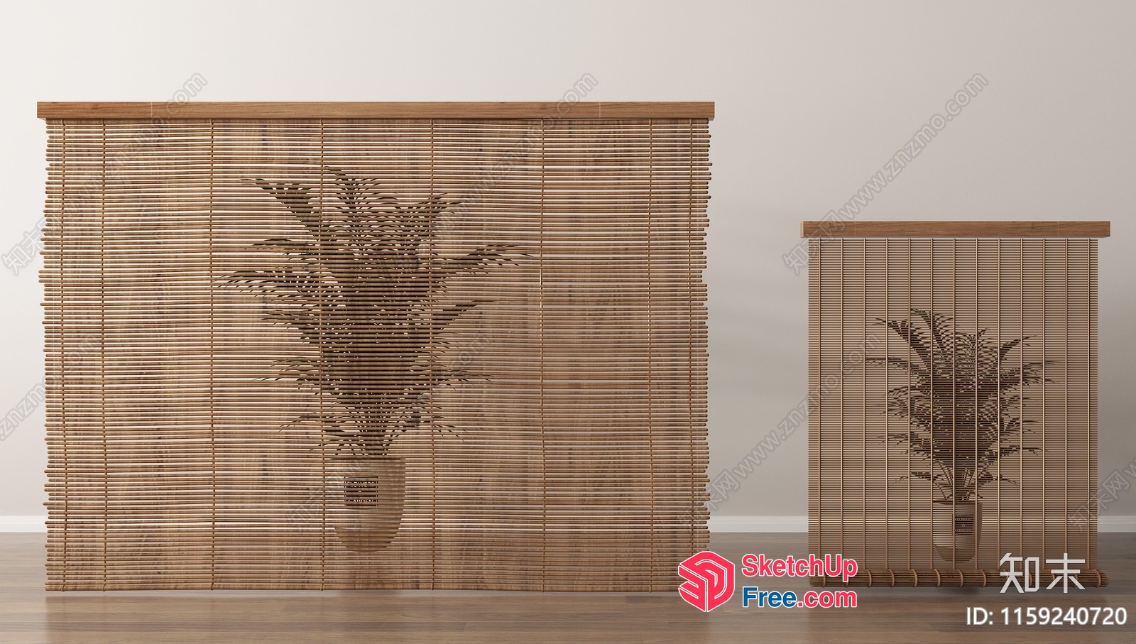 Plant And Potted Plant On A Partition Screen 3D SketchUp File