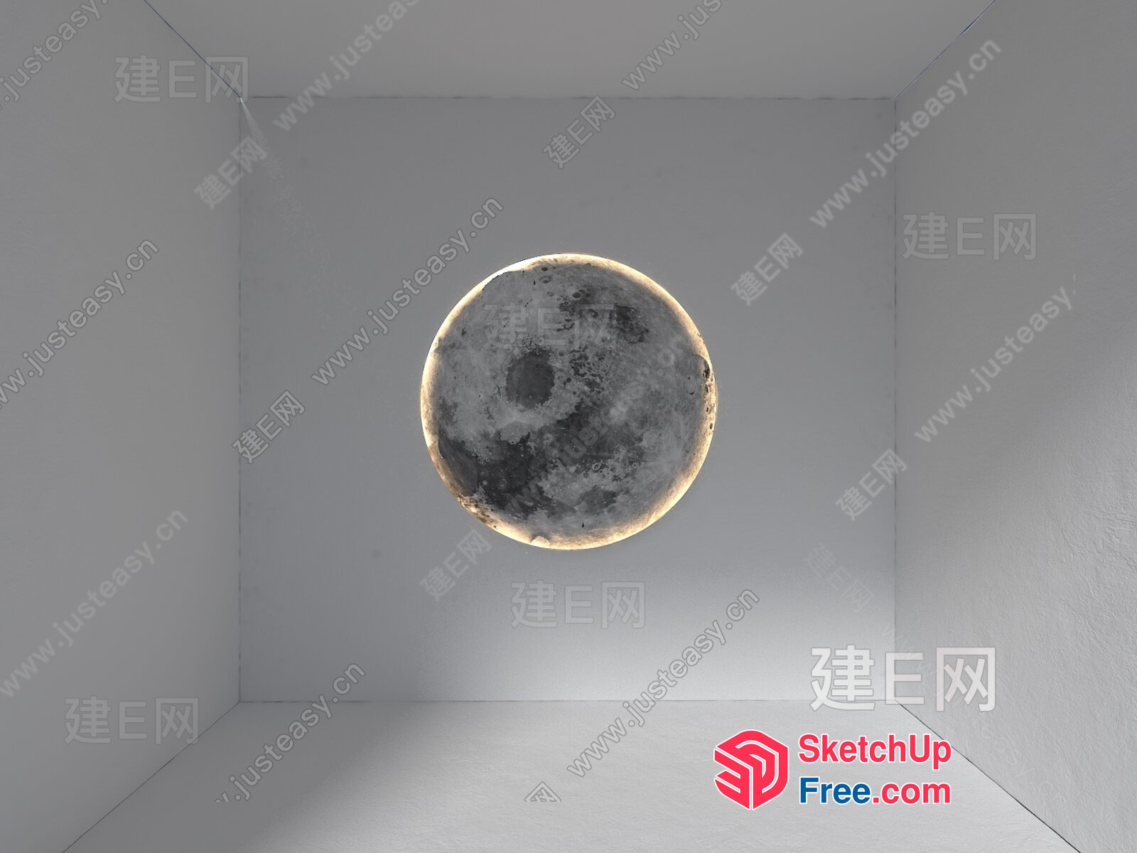 Moonlit Room With A Circular Window 3D SketchUp File