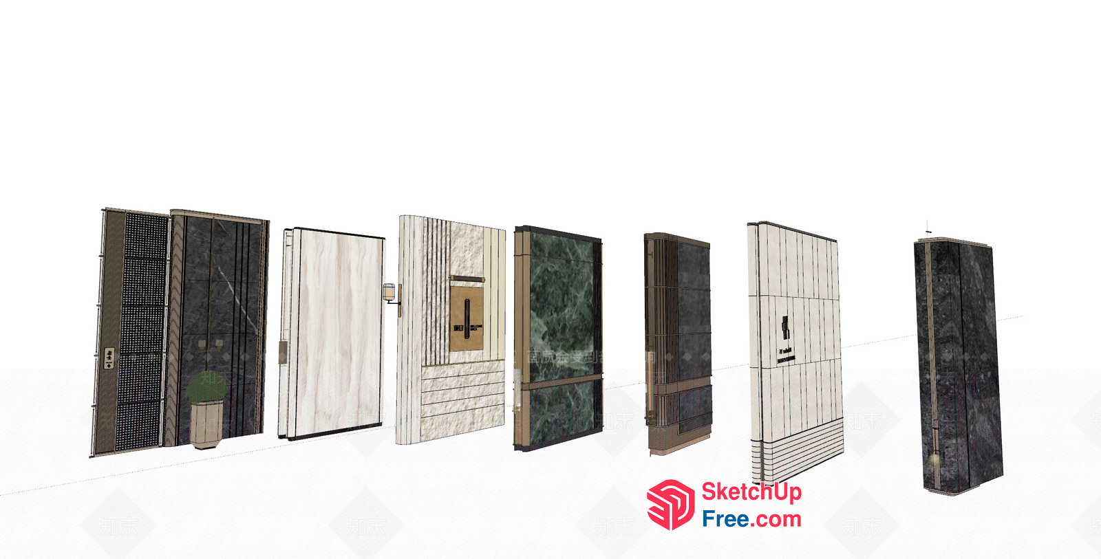 Modern Doors In Various Styles And Materials 3D SketchUp File