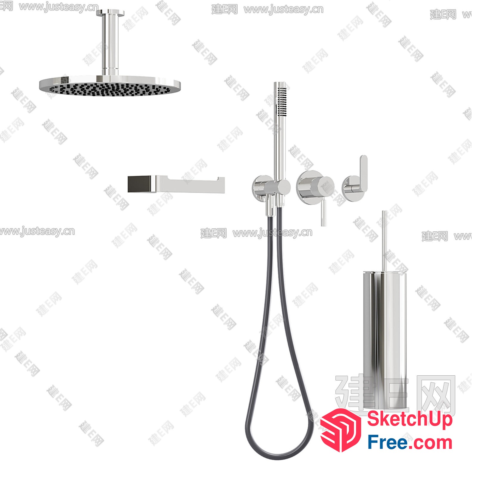 Modern Bathroom Shower Fixtures And Accessories 3D SketchUp File