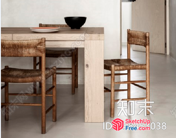 Minimalist Japanese Style Dining Room Setting 3D SketchUp File