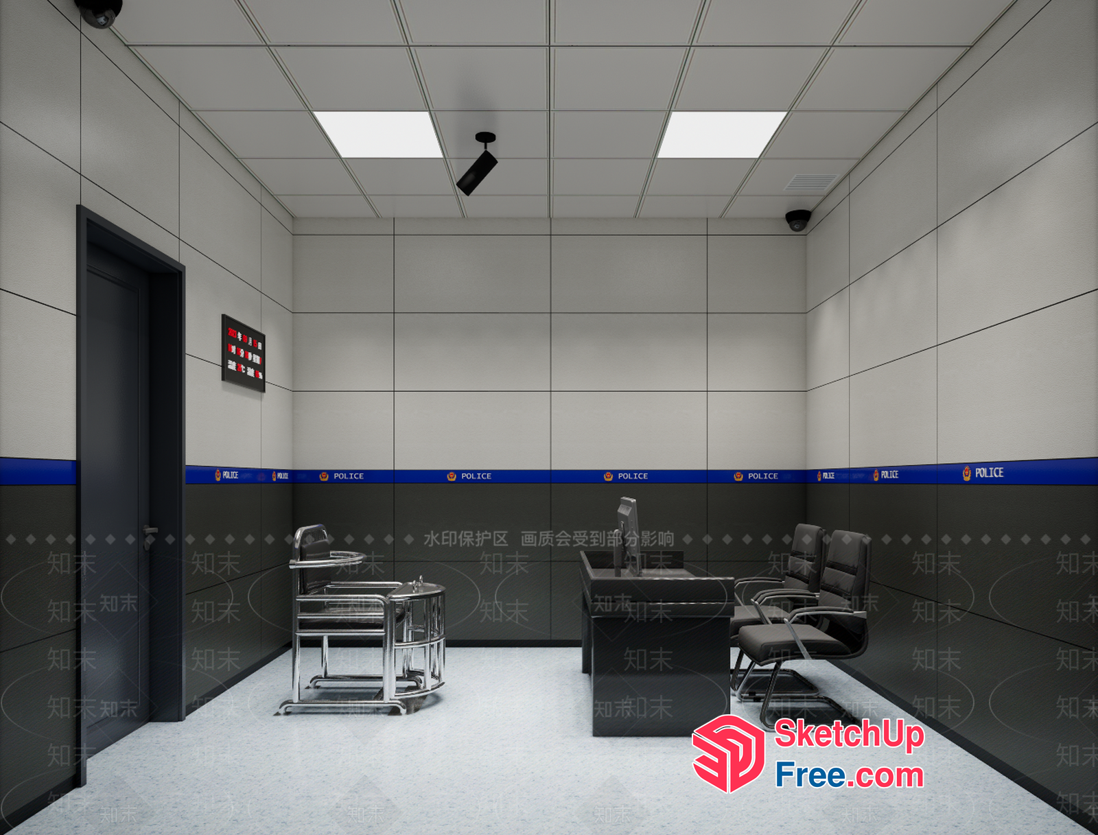Police Station Interior 3D SketchUp File