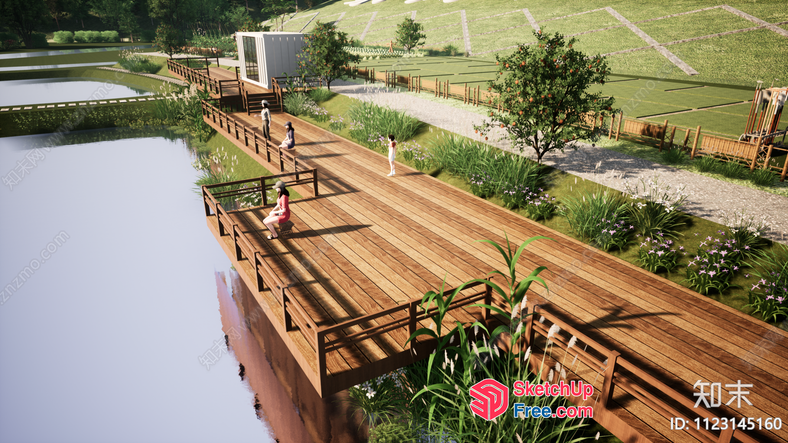 Serene Lakeside Promenade 3D SketchUp File