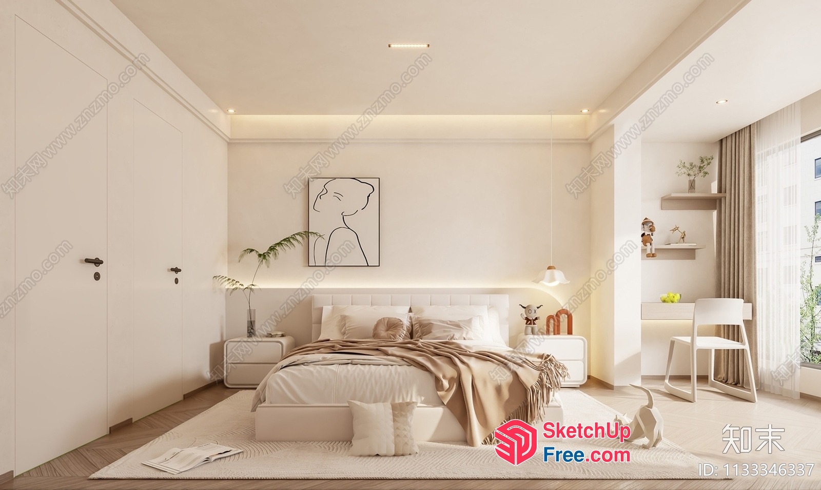 Modern Minimalist Bedroom Interior Design 3D SketchUp File