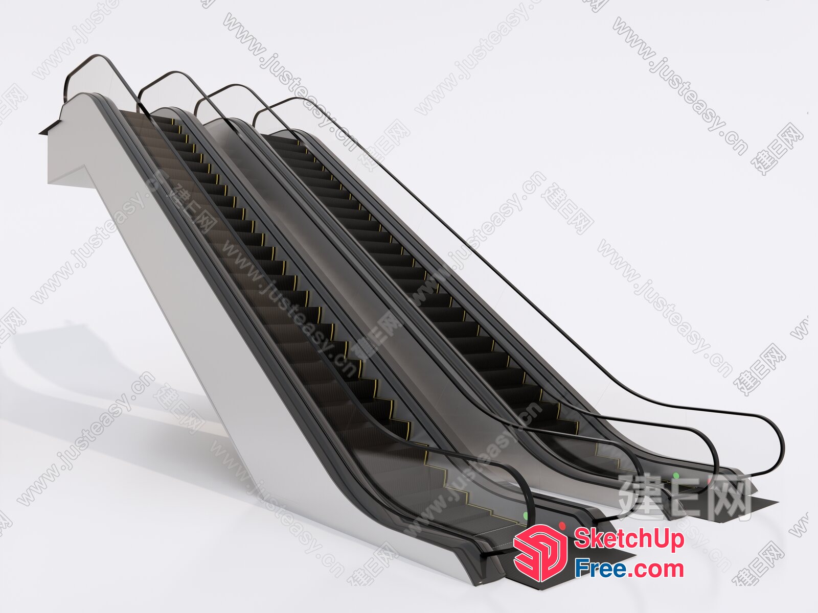 Modern Black And White Escalator Stairs 3D SketchUp File