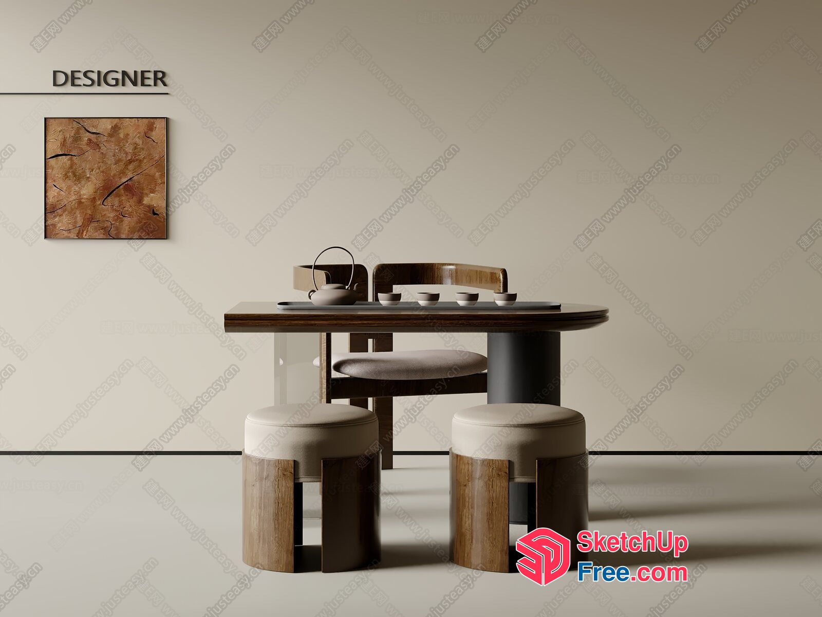 Modern Minimalist Dining Room Furniture Set 3D SketchUp File