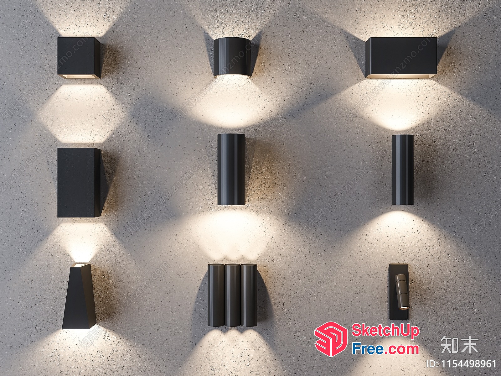 Modern Black And White Wall Sconces 3D SketchUp File