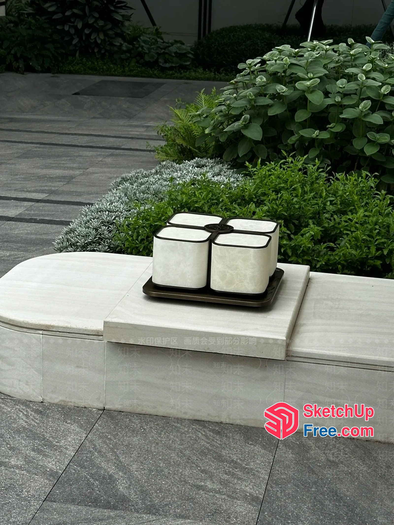 Elegant Marble Decorative Object On Stone Platform 3D SketchUp File