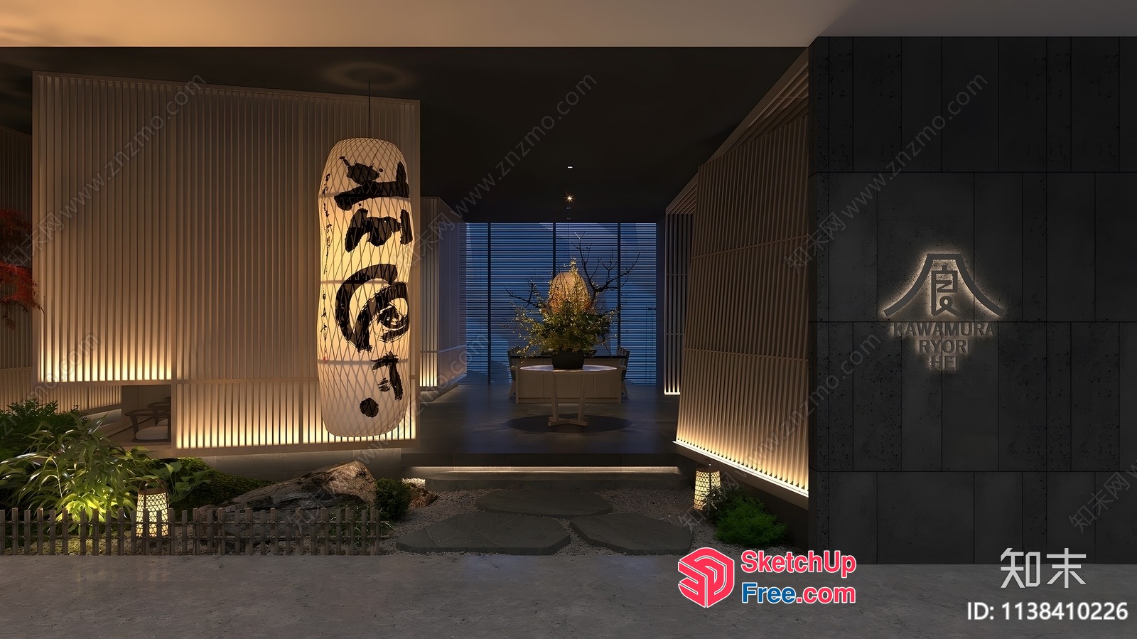 Japanese-Inspired Interior With Natural Elements And Modern Lighting 3D SketchUp File
