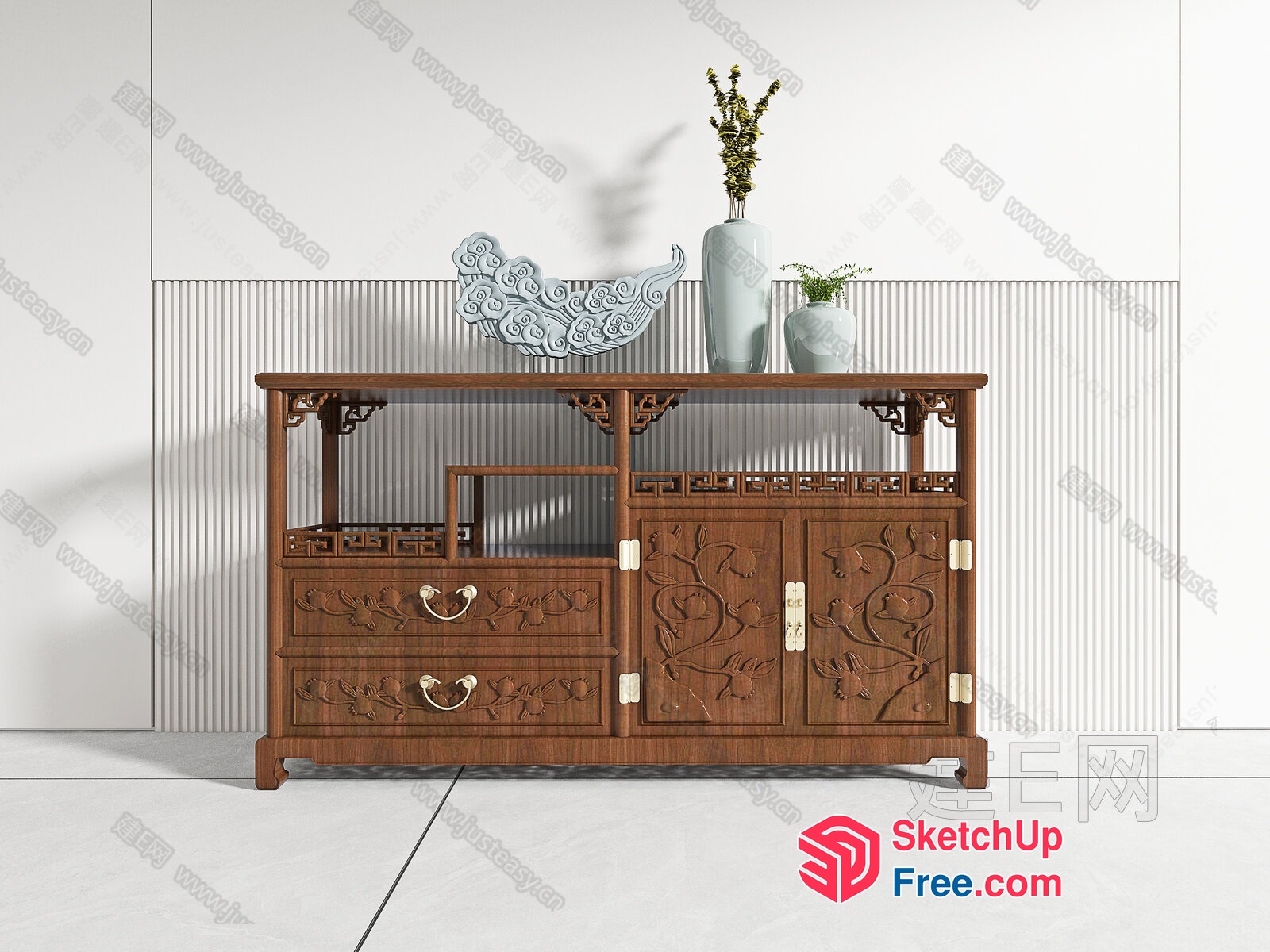 Ornate Carved Wooden Cabinet 3D SketchUp File