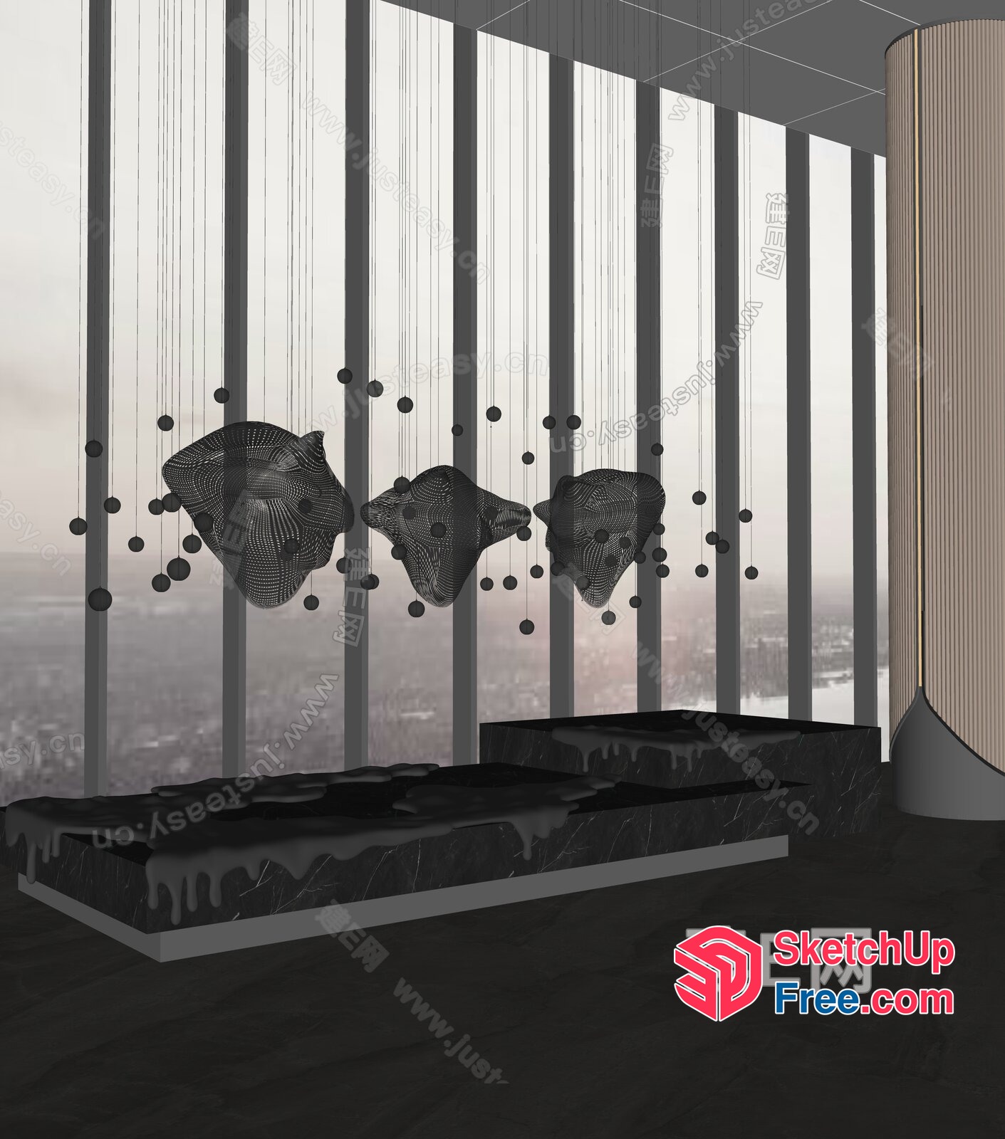 Modern Black And White Shell Decor Interior 3D SketchUp File