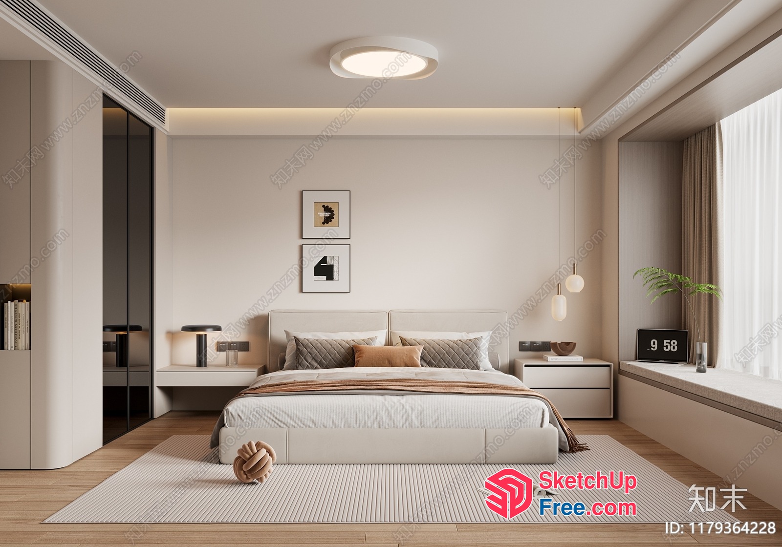 Minimalist Modern Bedroom Interior 3D SketchUp File