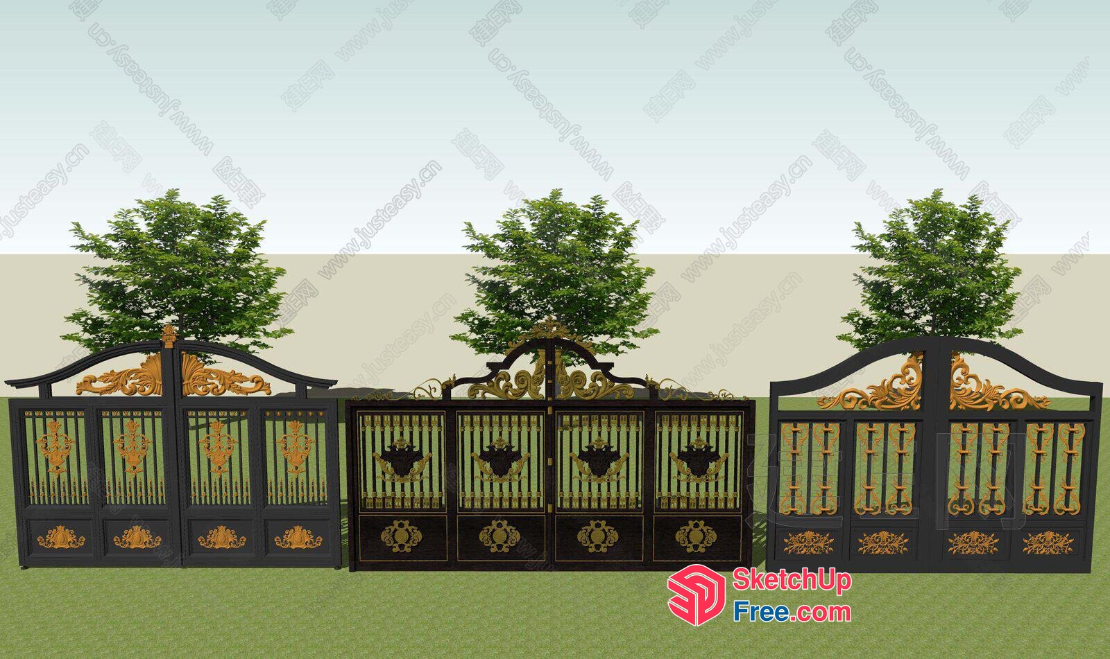 Ornate Black And Gold Decorative Gate 3D SketchUp File