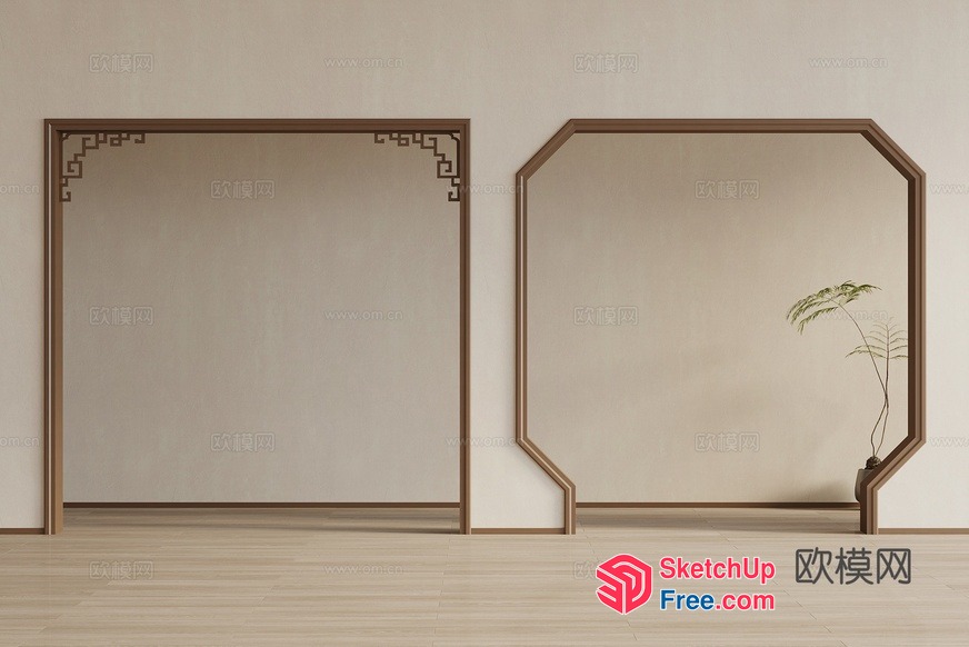 Ornate Brown Frames And Plant 3D SketchUp File