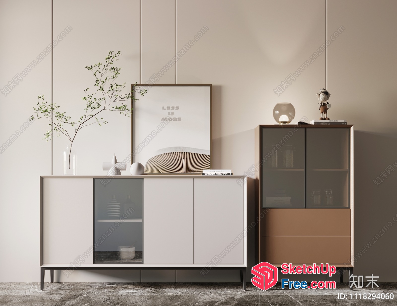 Modern Minimalist Furniture Arrangement 3D SketchUp File