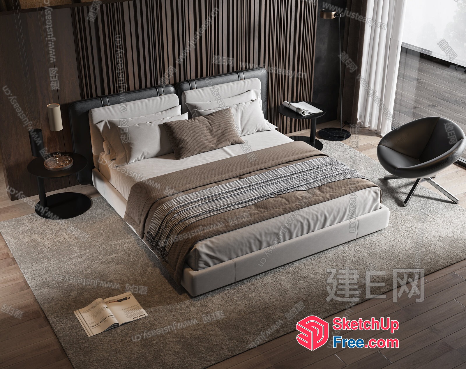 Modern Minimalist Bedroom Interior 3D SketchUp File