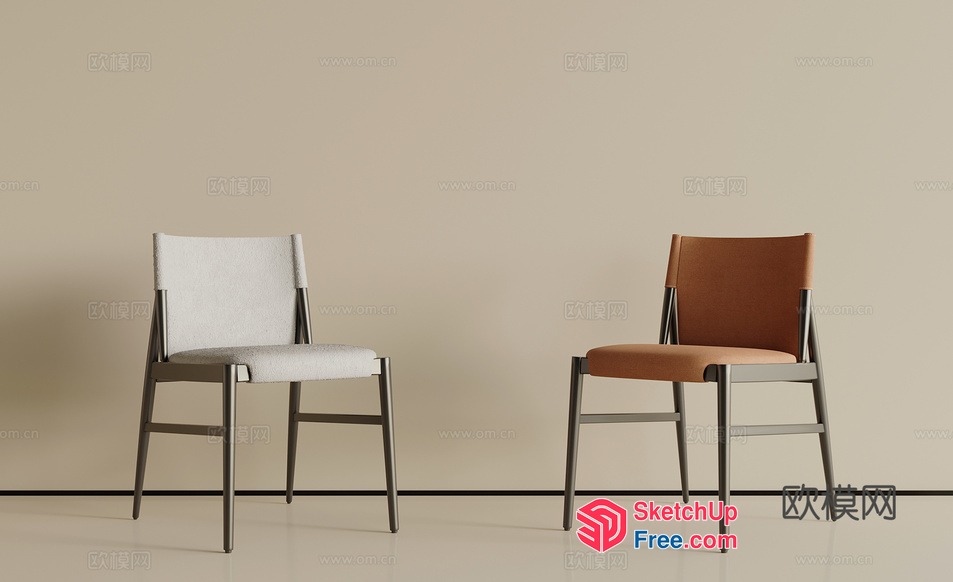 Two Chairs In A Neutral Room Setting 3D SketchUp File
