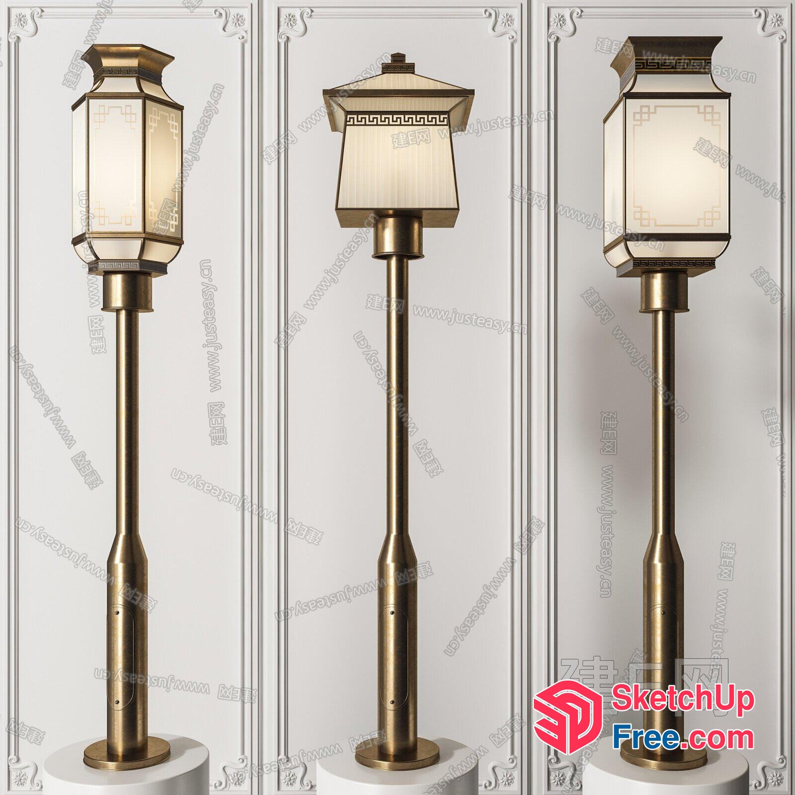 Elegant Traditional Style Pillar Light Fixture 3D SketchUp File