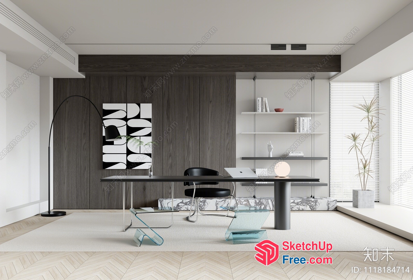 Modern Minimalist Office Interior 3D SketchUp File