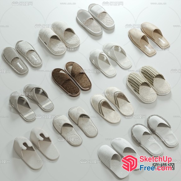 Slippers In Various Styles And Colors 3D SketchUp File