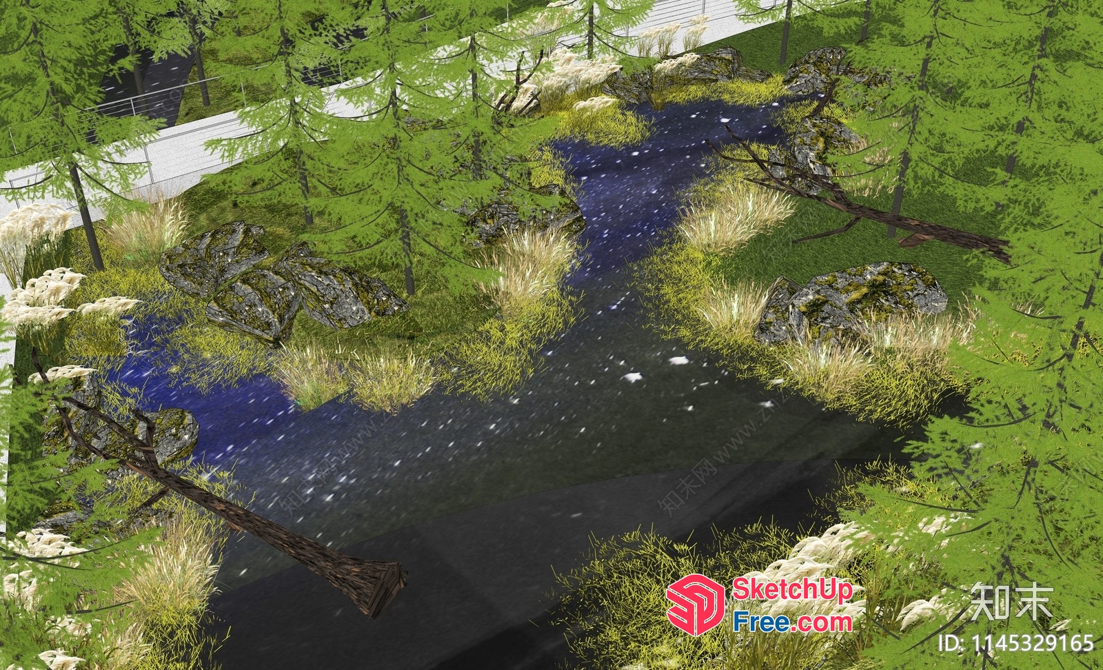 Serene Forest Pathway 3D SketchUp File