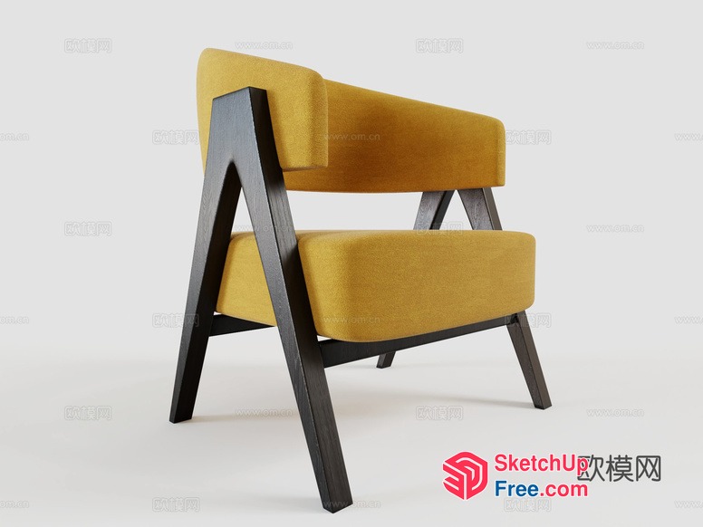 Elegant Modern Chair With Yellow Cushions 3D SketchUp File