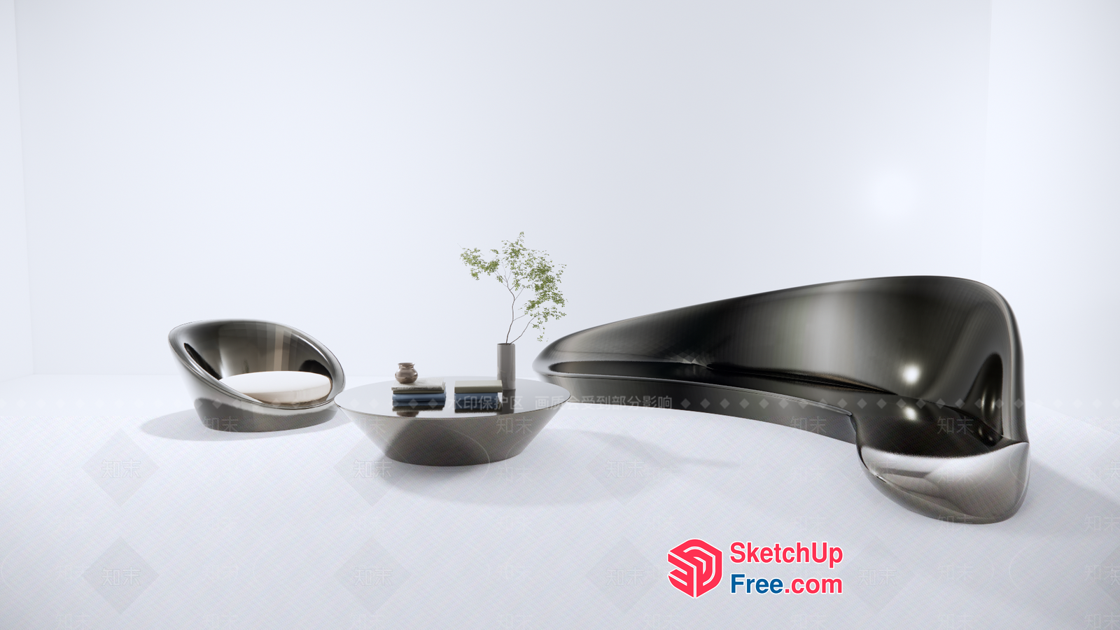 Sleek Modern Furniture Set With Curved Lines And Minimalist Design 3D SketchUp File