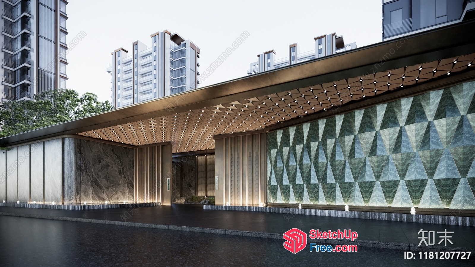 Modern Commercial Street Entrance 3D SketchUp File