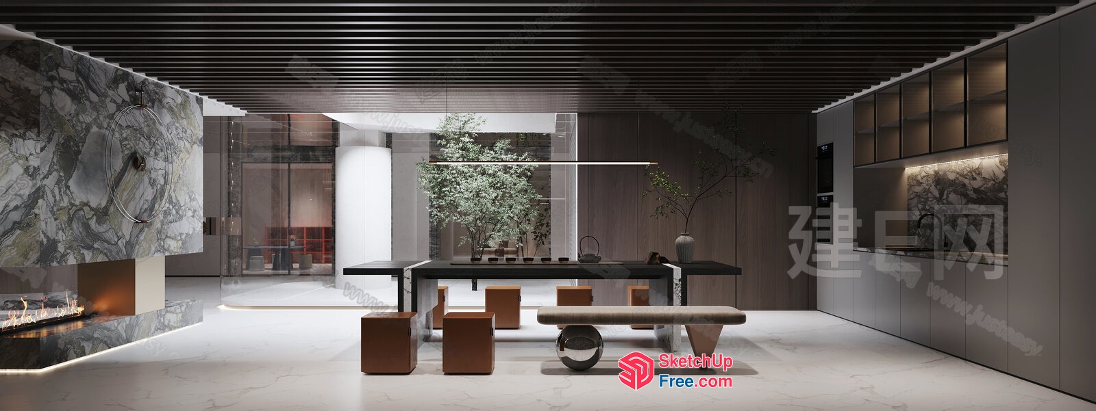 Modern Living Room With Minimalist Decor 3D SketchUp File