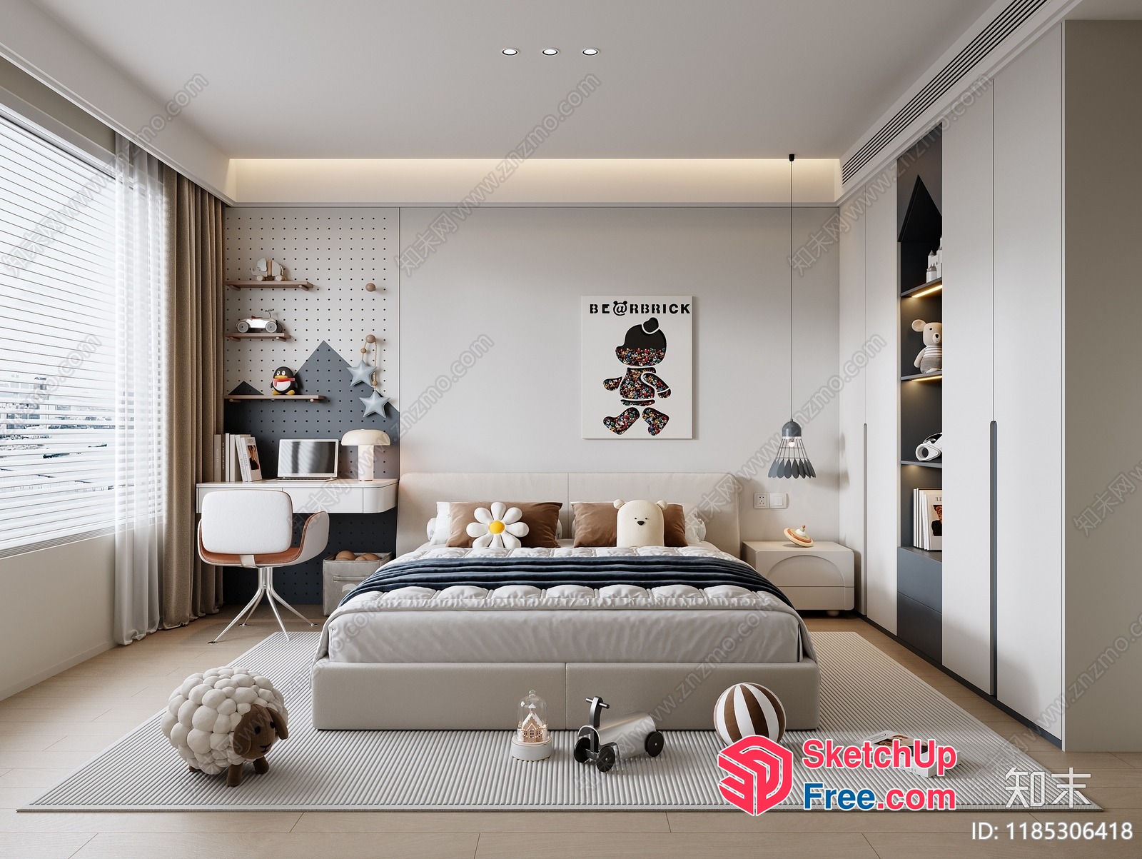 Modern Minimalist Bedroom With Neutral Tones And Functional Decor 3D SketchUp File