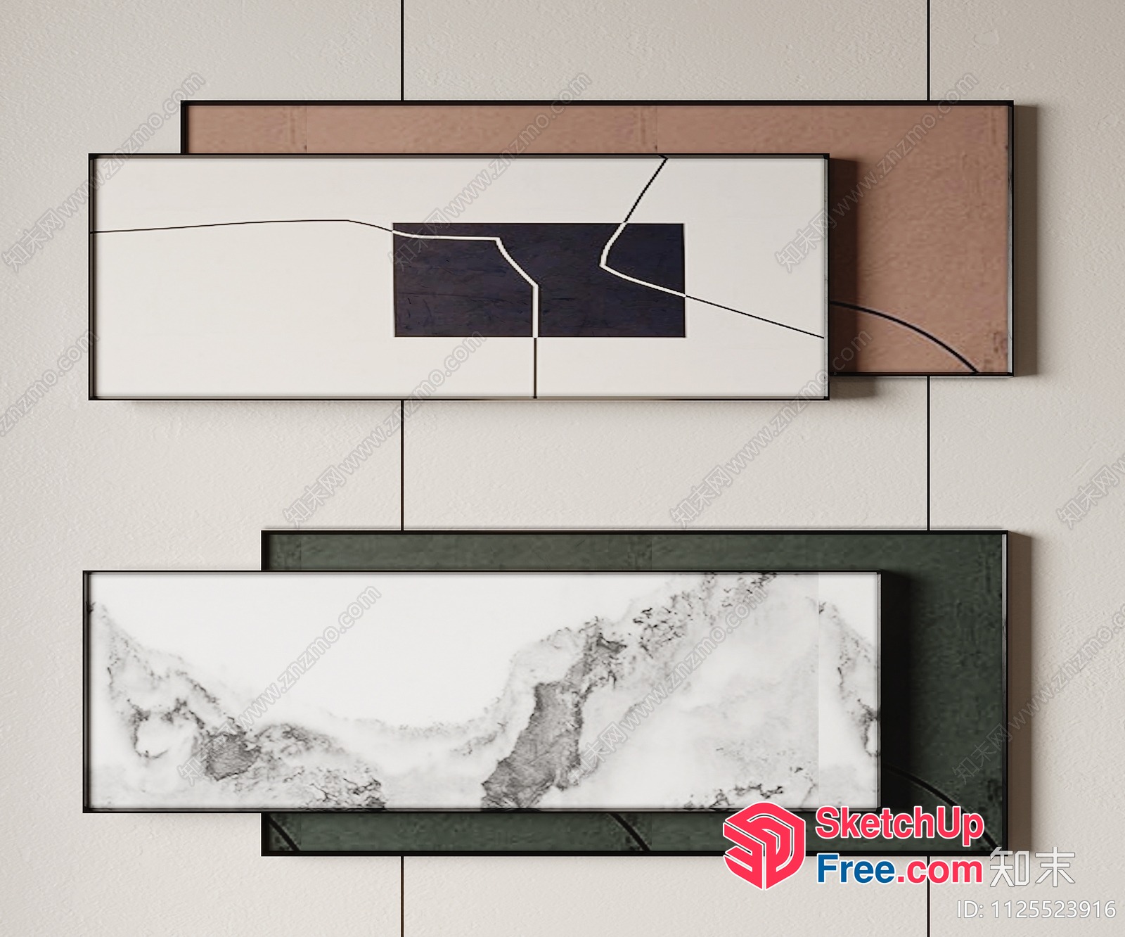 Two Rectangular Wall Art Pieces 3D SketchUp File