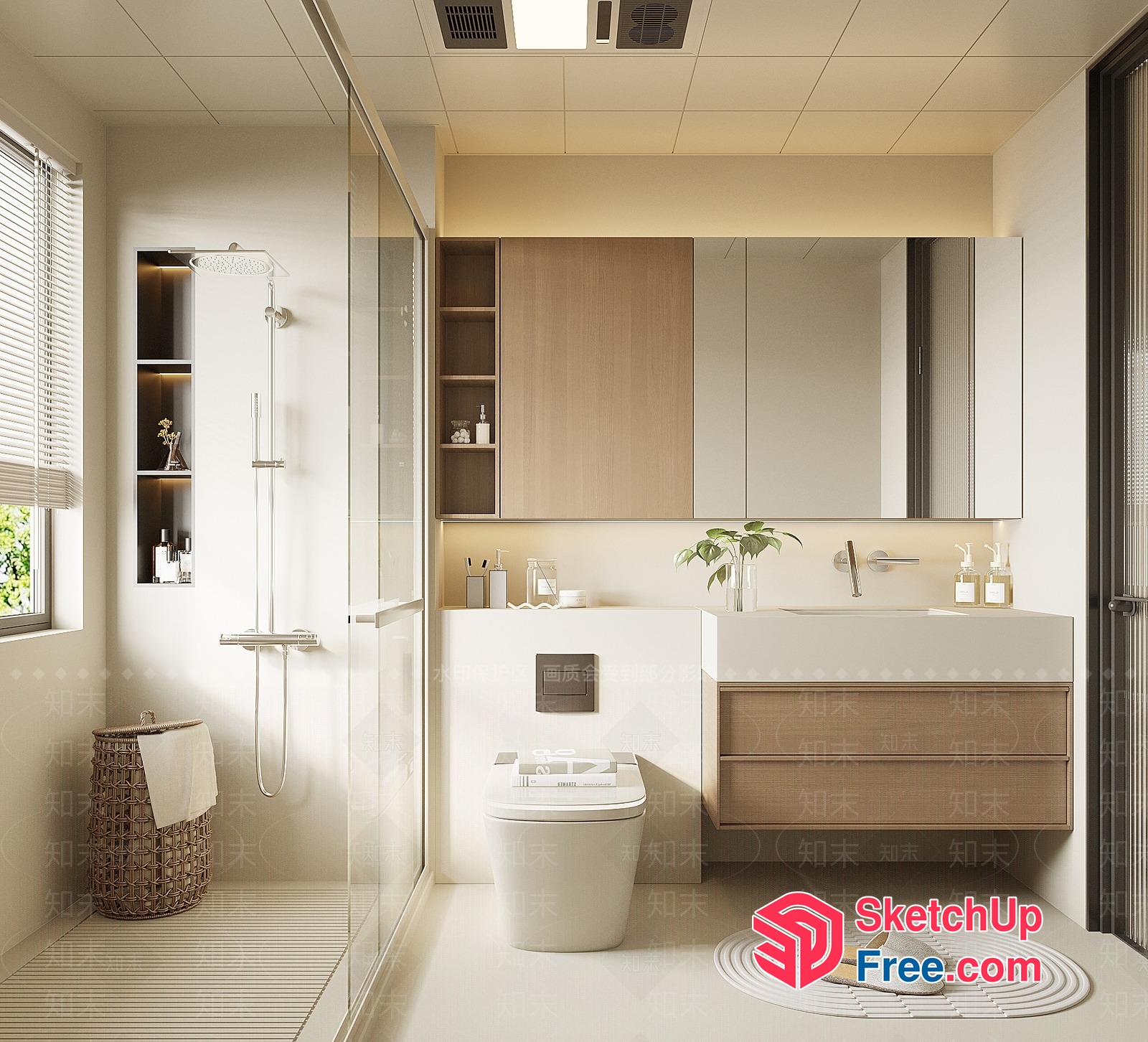 Elegant Bathroom With Modern Decor And Functional Fixtures 3D SketchUp File