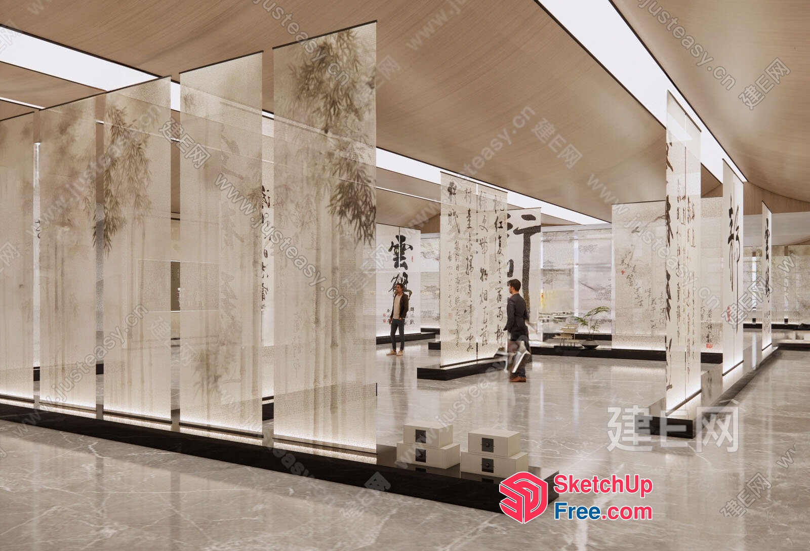 Elegant Modern Art Gallery With Asian-Inspired Decor 3D SketchUp File