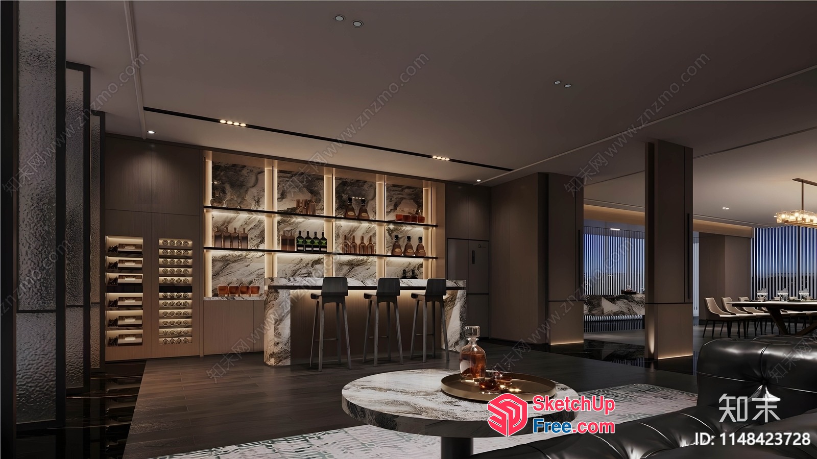 Modern Luxury Bar And Lounge Interior 3D SketchUp File