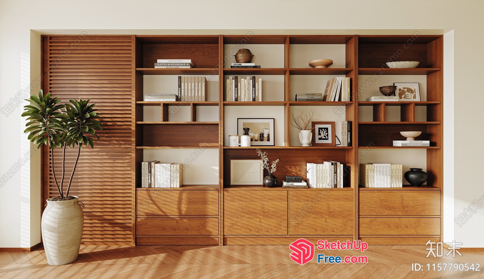 Modern Minimalist Bookcase And Storage Unit 3D SketchUp File