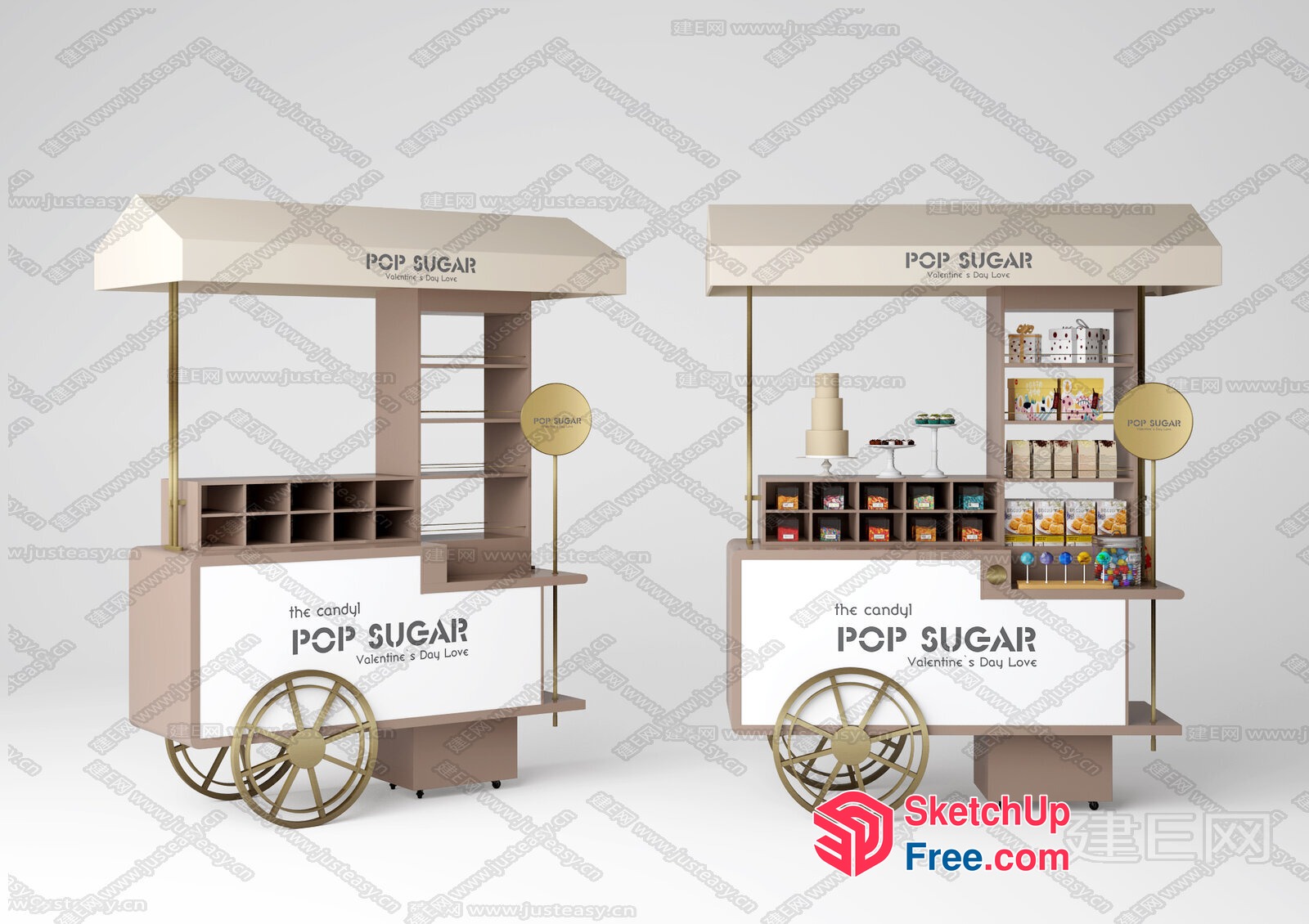 Candy Stand With Wheels And Shelves 3D SketchUp File
