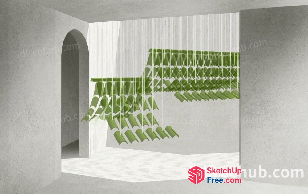 Green Hanging Decorative Curtain 3D SketchUp File