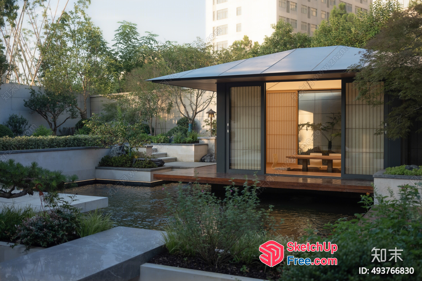 Modern Japanese-Inspired Villa With Natural Elements 3D SketchUp File