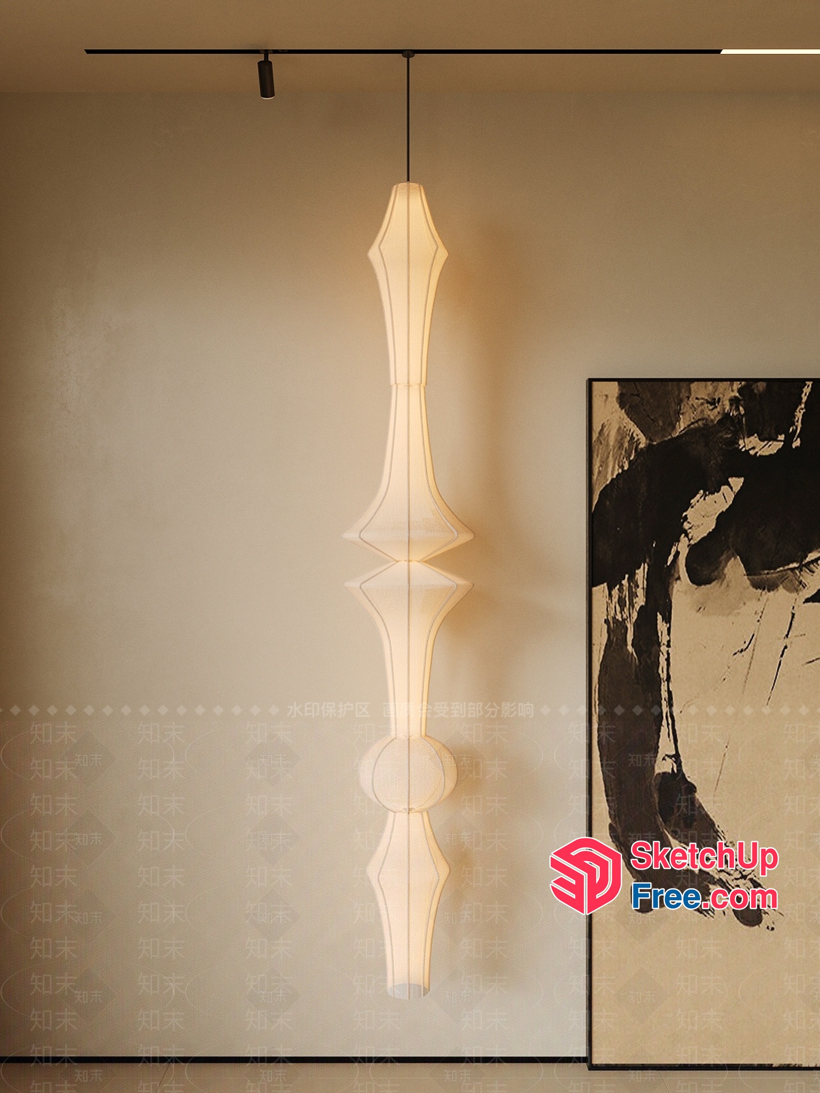 Modern Hanging Light Fixture With Unique Design 3D SketchUp File