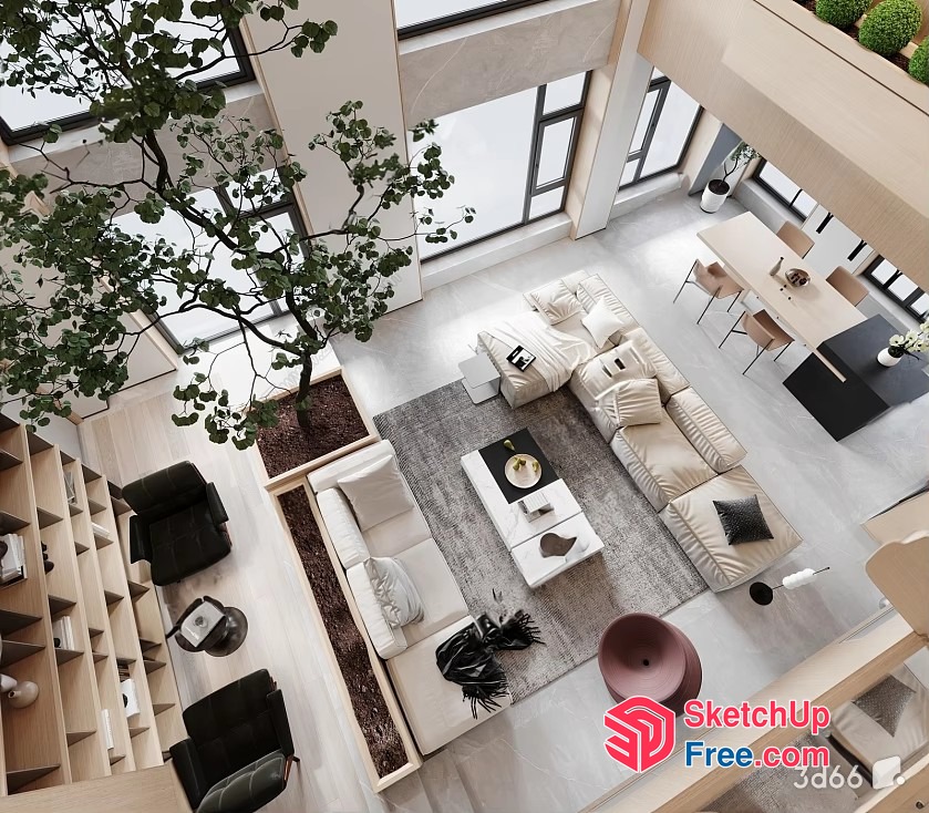 Modern Living Room With Minimalist Decor 3D SketchUp File