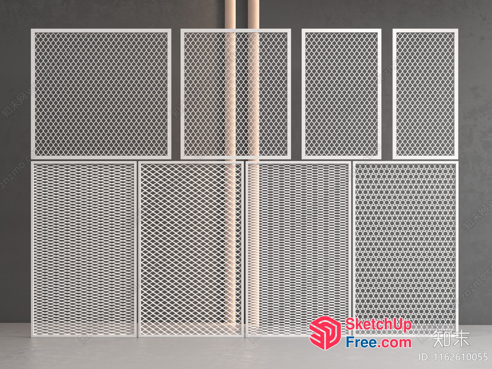 White Metal Mesh Wall Dividers 3D SketchUp File