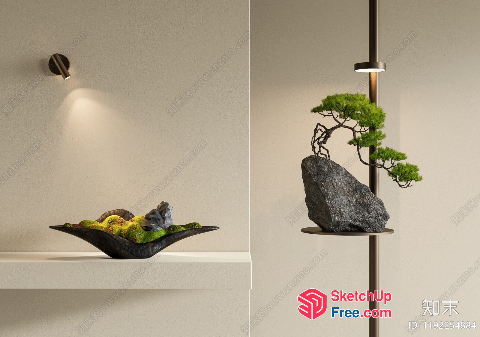 Modern Japanese-Inspired Decorative Landscape 3D SketchUp File